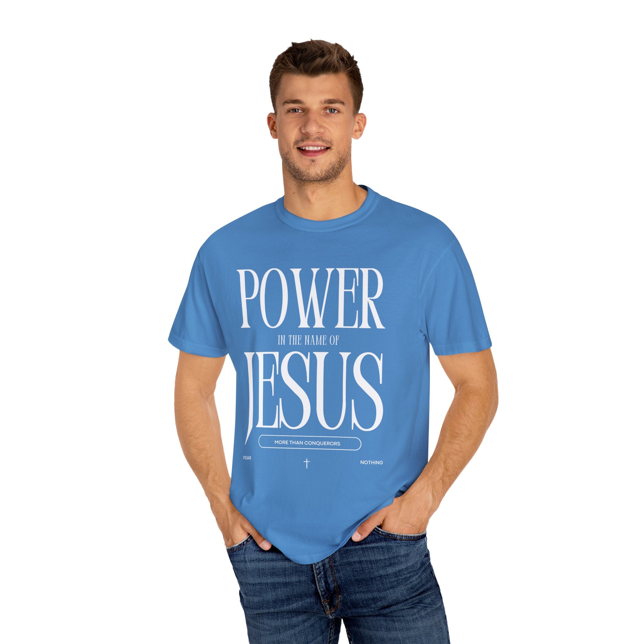 "POWER IN THE NAME OF JESUS"  Unisex Garment-Dyed T-Shirt