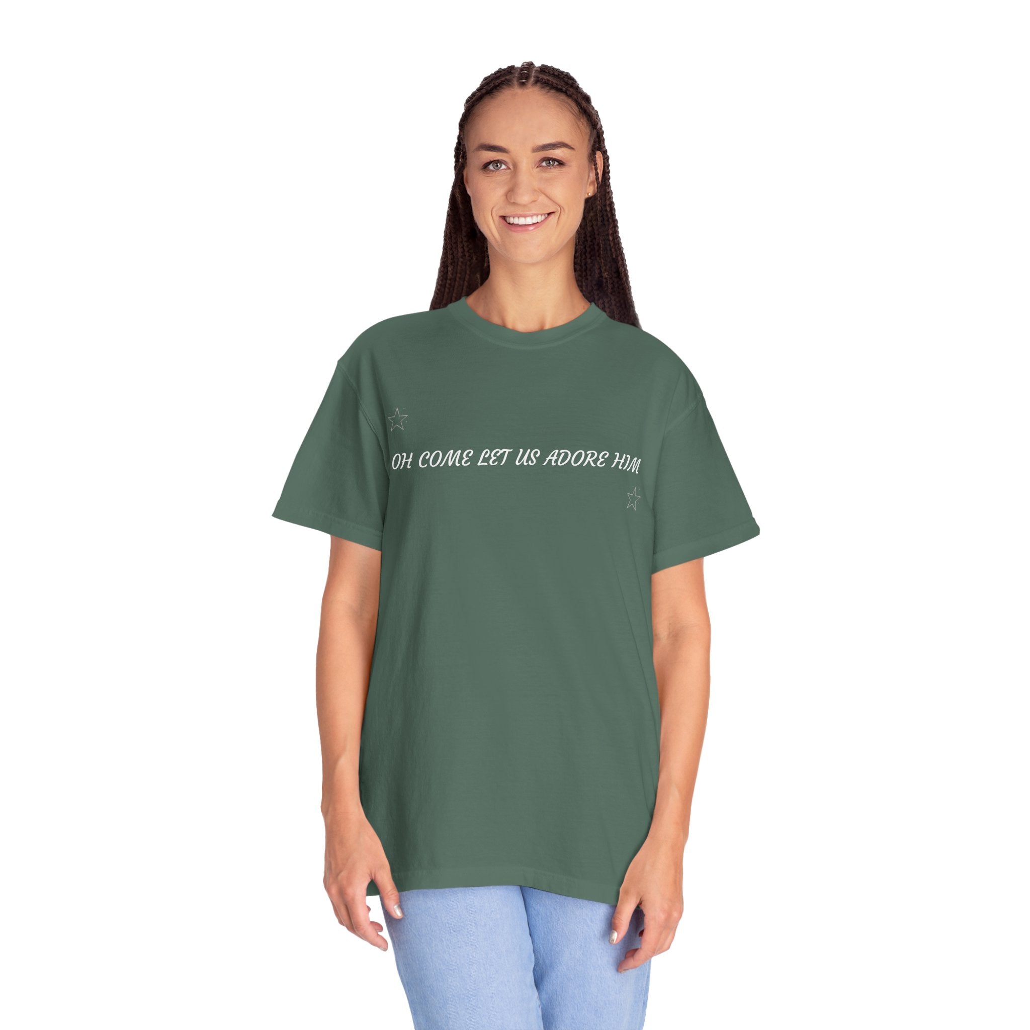 "COME LET US ADORE HIM"    Unisex Garment-Dyed T-Shirt
