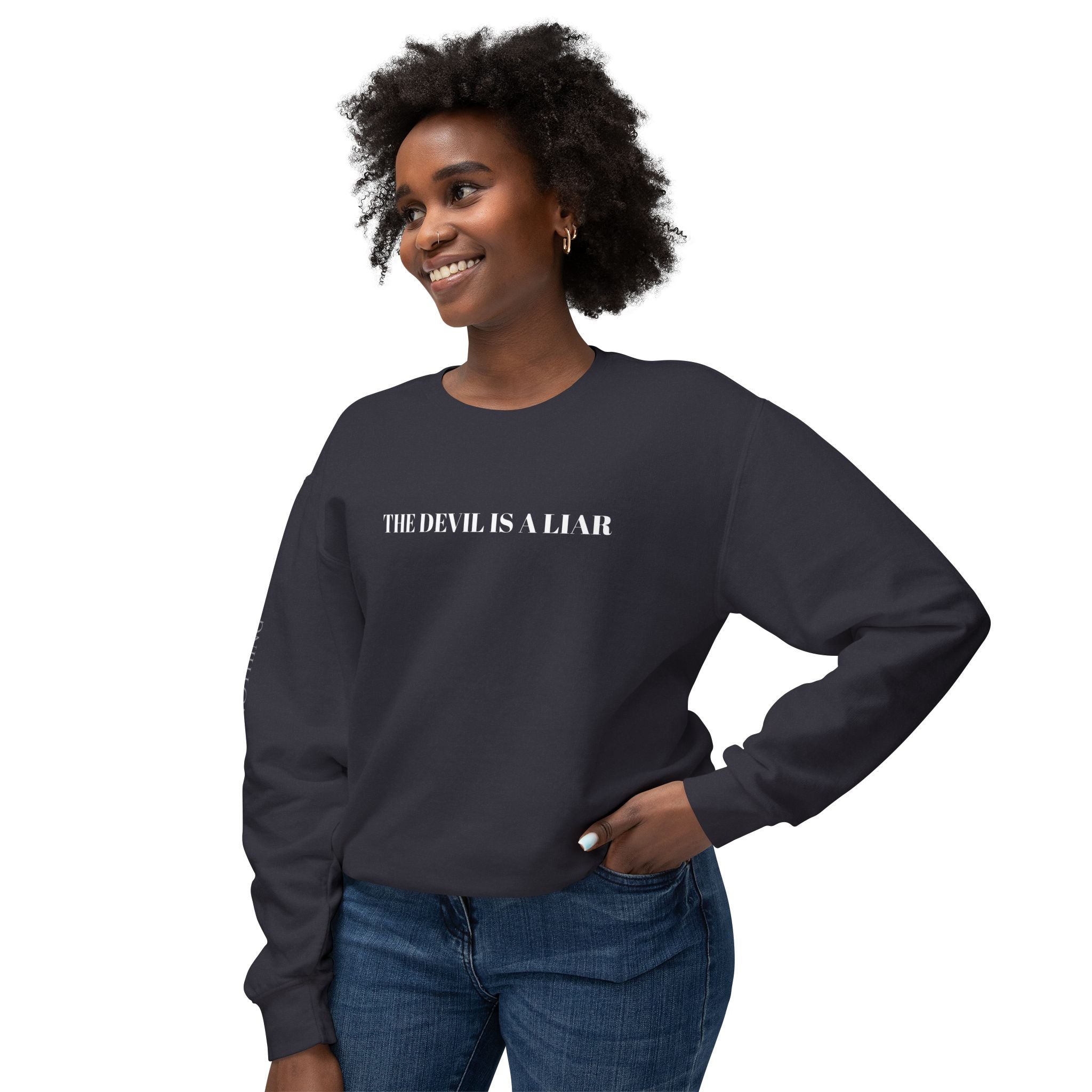 "THE DEVIL IS A LIAR" Lightweight Crewneck Sweatshirt