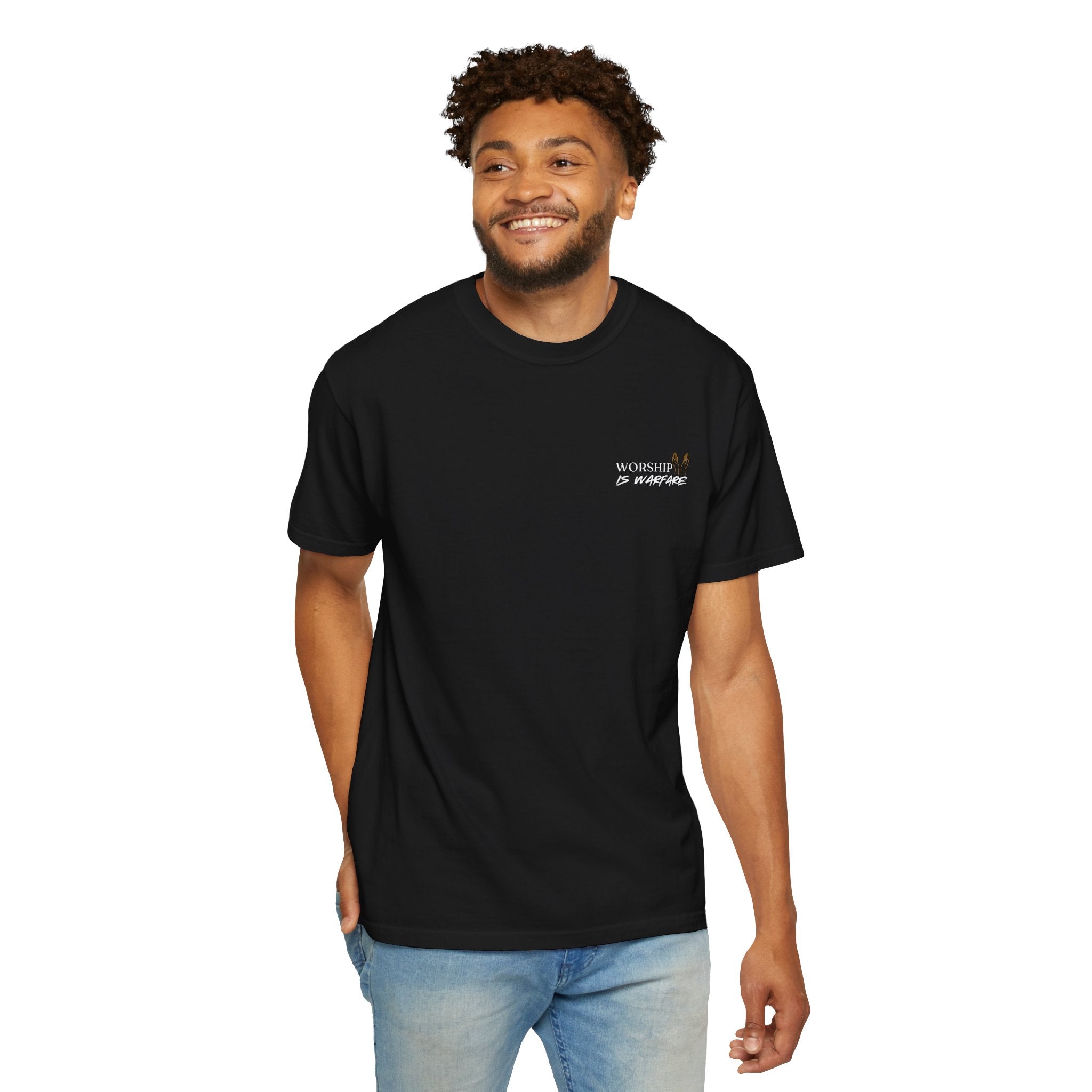 "WORSHIP IS WARFARE" Unisex Garment-Dyed T-Shirt