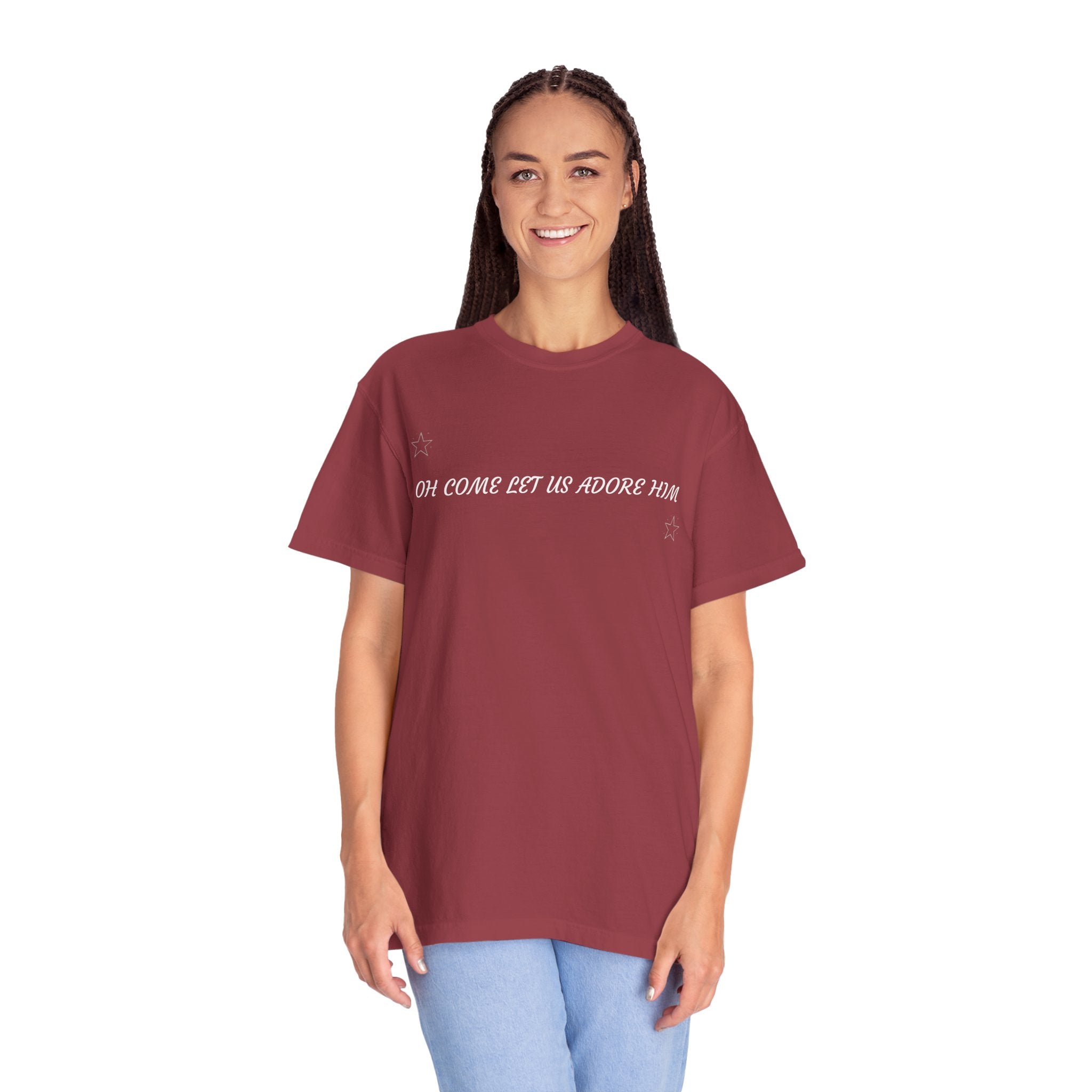 "COME LET US ADORE HIM"    Unisex Garment-Dyed T-Shirt