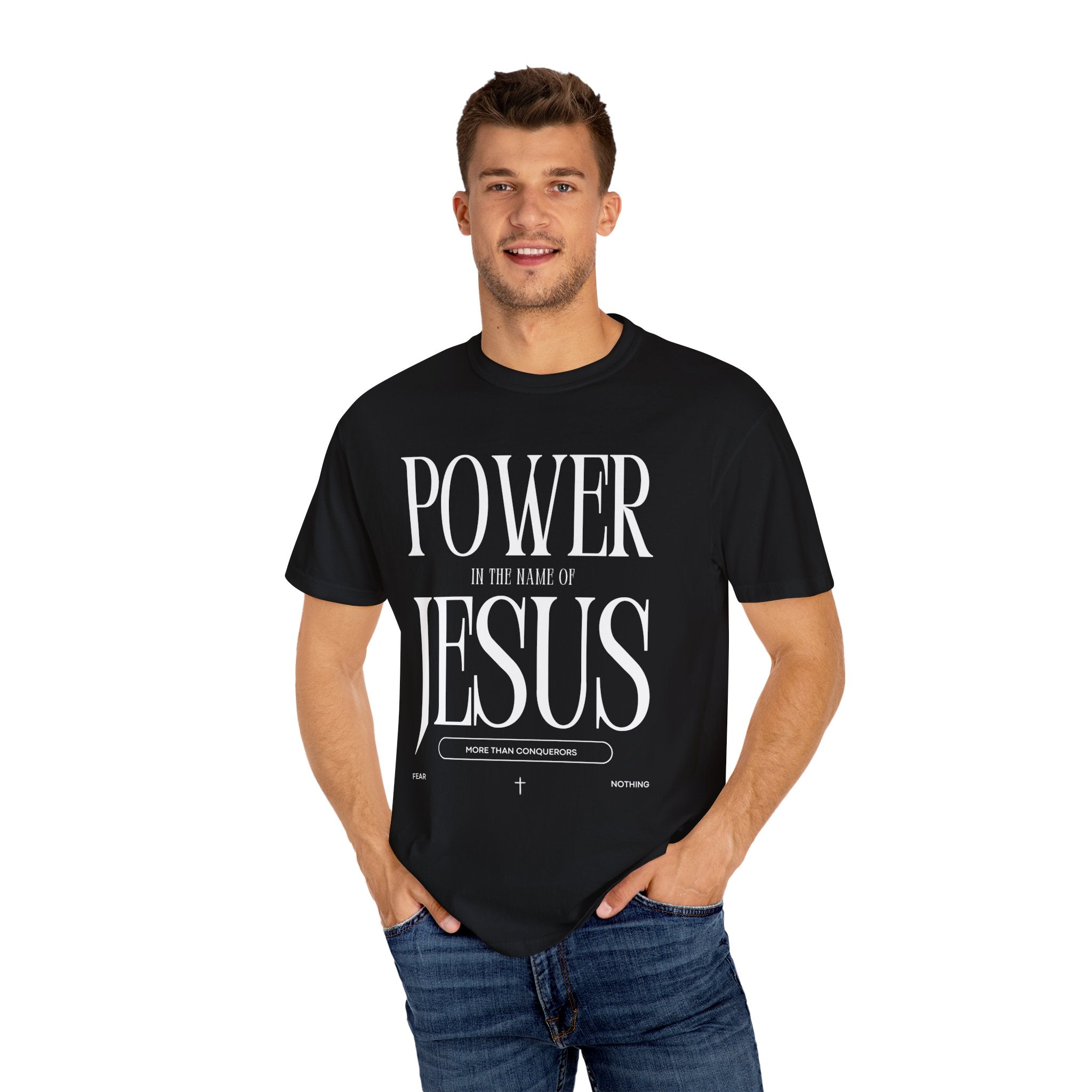 "POWER IN THE NAME OF JESUS"  Unisex Garment-Dyed T-Shirt
