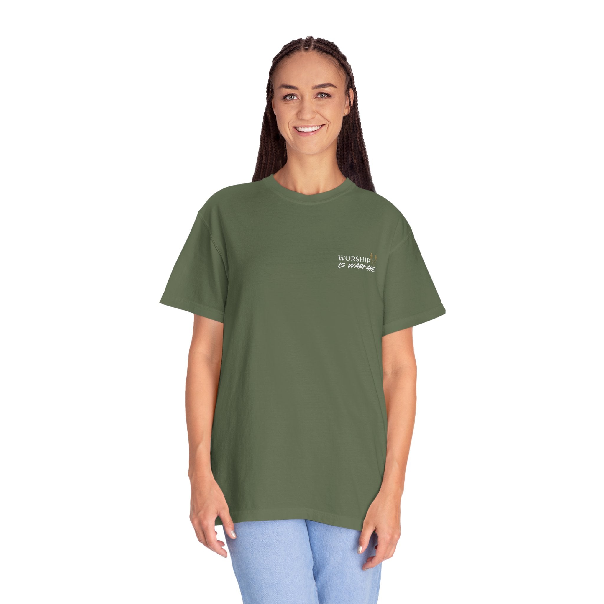 "WORSHIP IS WARFARE" Unisex Garment-Dyed T-Shirt