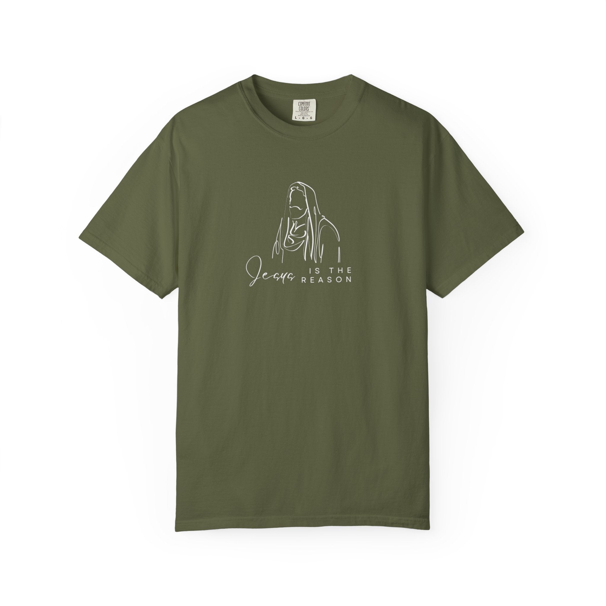 "JESUS IS THE REASON" W/ JESUS SKETCH Unisex Garment-Dyed T-Shirt