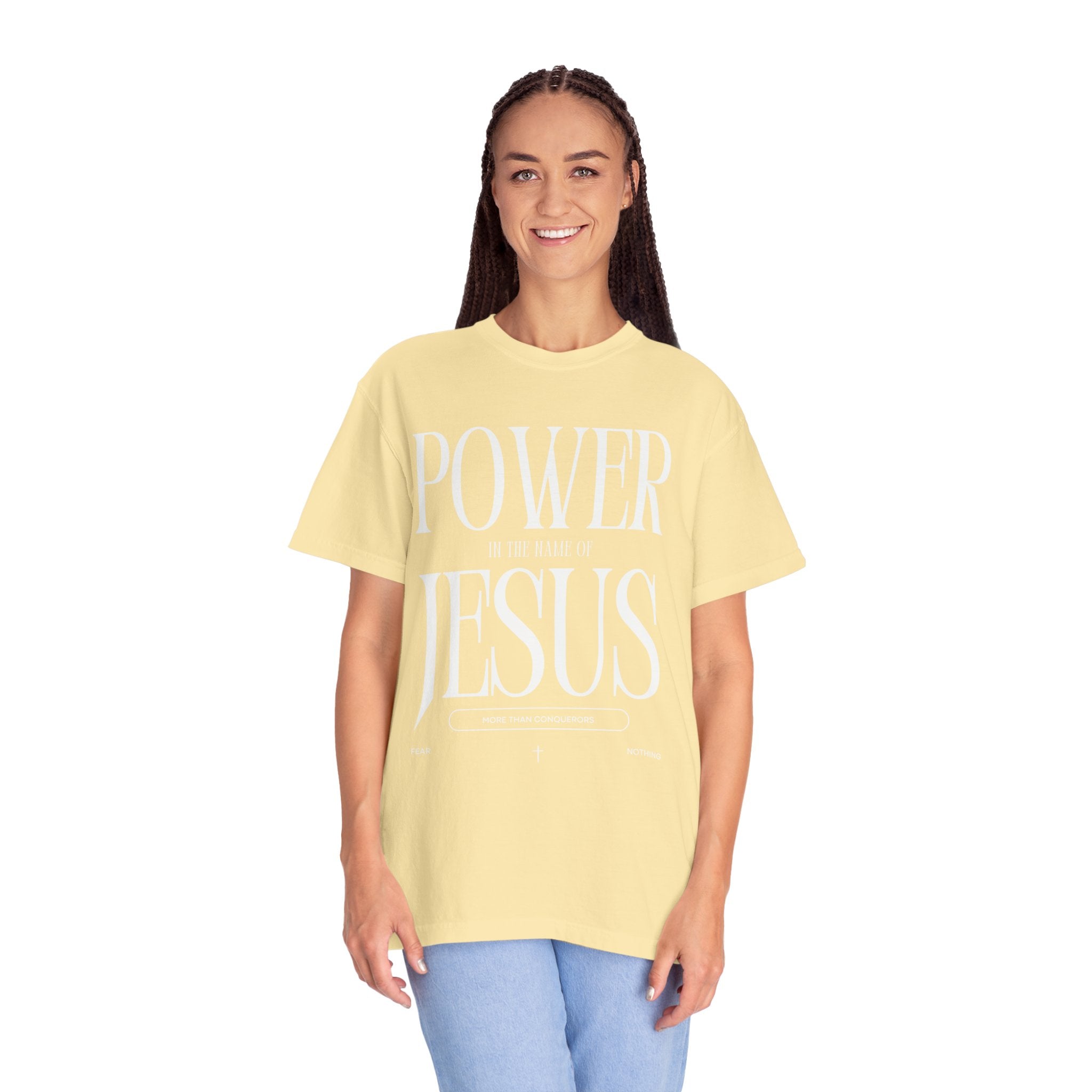 "POWER IN THE NAME OF JESUS"  Unisex Garment-Dyed T-Shirt