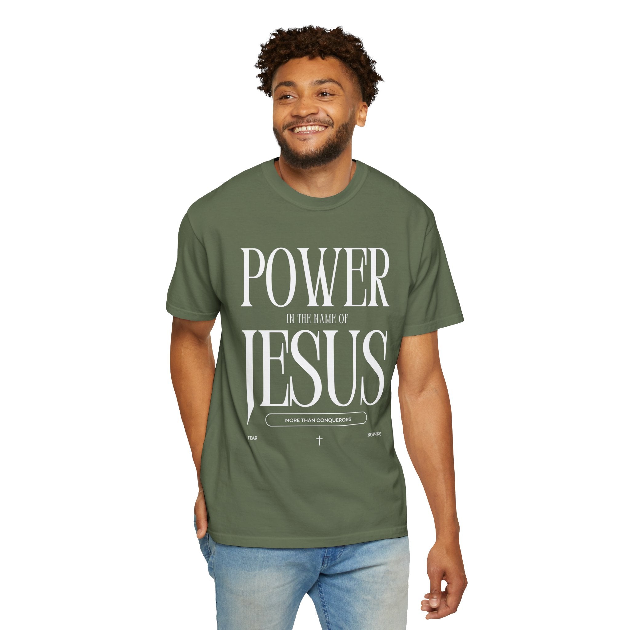 "POWER IN THE NAME OF JESUS"  Unisex Garment-Dyed T-Shirt