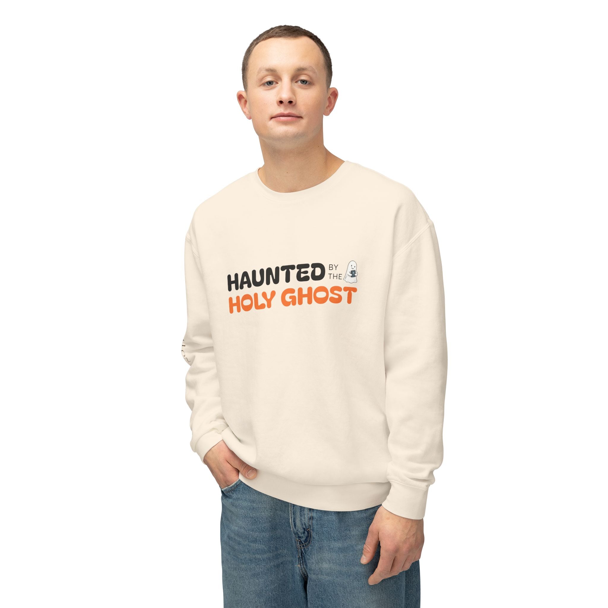 "HAUNTED BY THE HOLY GHOST"   Lightweight Crewneck Sweatshirt