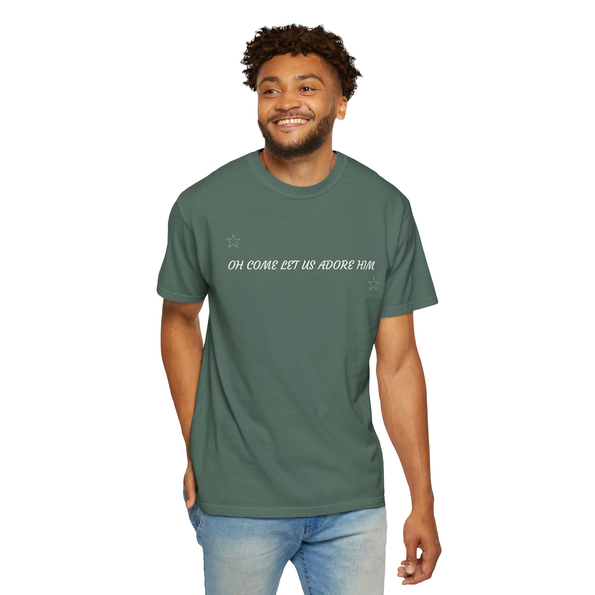 "COME LET US ADORE HIM"    Unisex Garment-Dyed T-Shirt